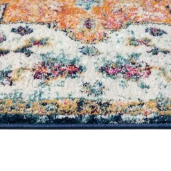 Blue & Orange Boho Medallion Area Rug, 6x9