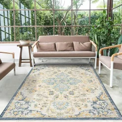 Blue & Orange Medallion Reversible Area Rug, 5x7