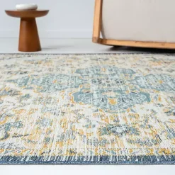 Blue & Orange Medallion Reversible Area Rug, 5x7