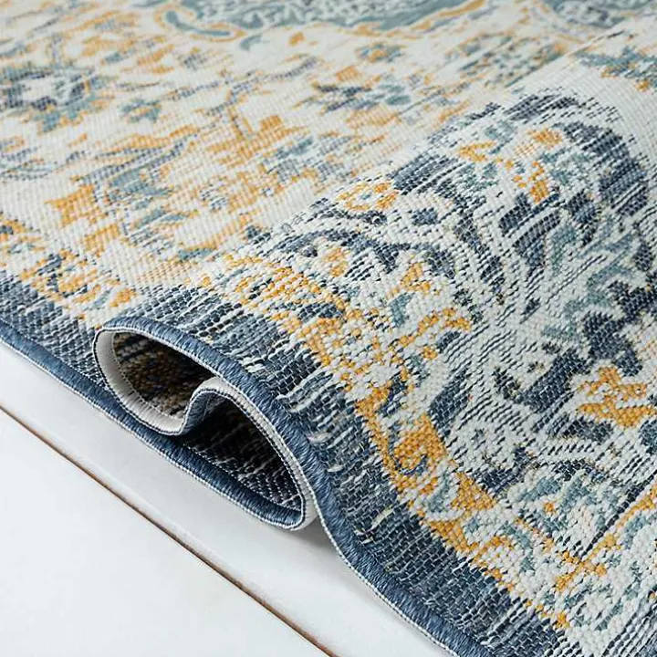 Blue & Orange Medallion Reversible Area Rug, 5x7