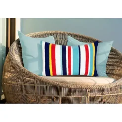 Blue & Red Lamontage Stripe Outdoor Lumbar Pillow