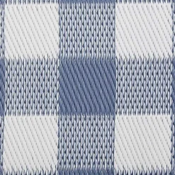 Blue & White Buffalo Check Outdoor Area Rug, 4x6
