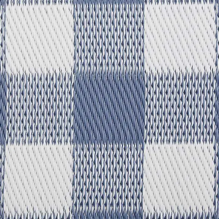 Blue & White Buffalo Check Outdoor Area Rug, 4x6