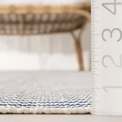 Blue & White Pinstripe Indoor/Outdoor Rug, 5x8