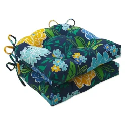 Blue & Yellow Floral Outdoor Cushions, Set of 2