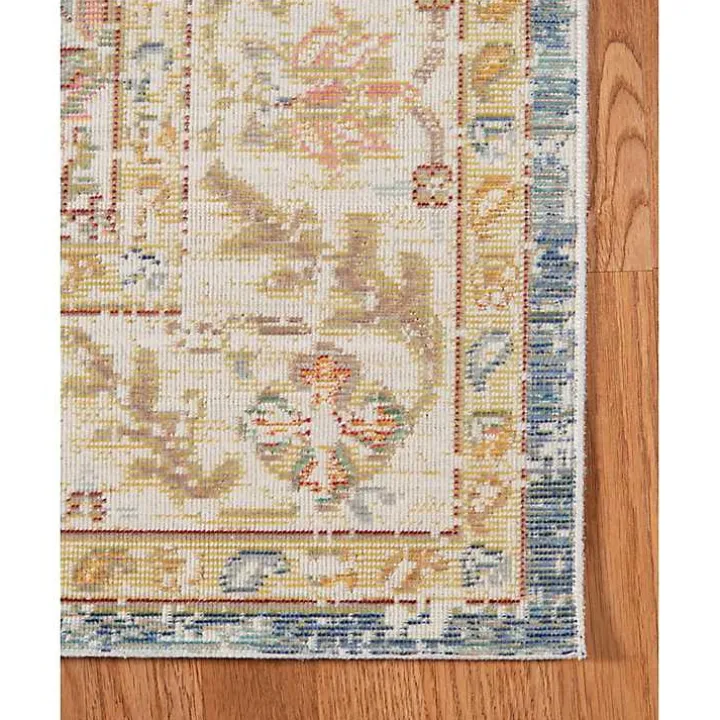 Blue and Beige Vintage Border Area Rug, 2x3