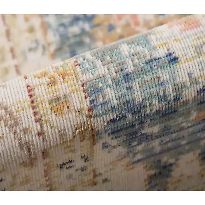 Blue and Beige Vintage Border Area Rug, 2x3