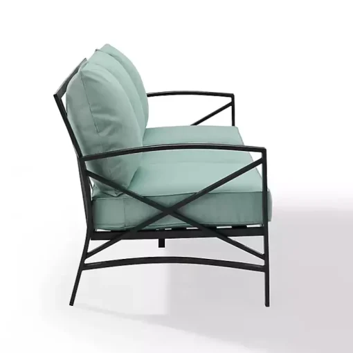 Blue and Bronze Kaplan X-Arm Outdoor Sofa