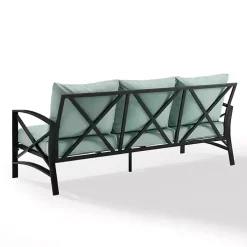 Blue and Bronze Kaplan X-Arm Outdoor Sofa
