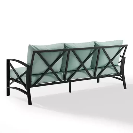 Blue and Bronze Kaplan X-Arm Outdoor Sofa