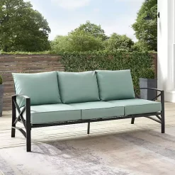 Blue and Bronze Kaplan X-Arm Outdoor Sofa