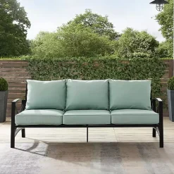 Blue and Bronze Kaplan X-Arm Outdoor Sofa