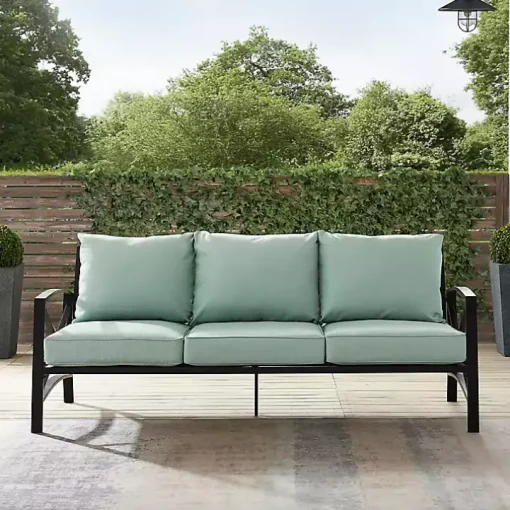 Blue and Bronze Kaplan X-Arm Outdoor Sofa