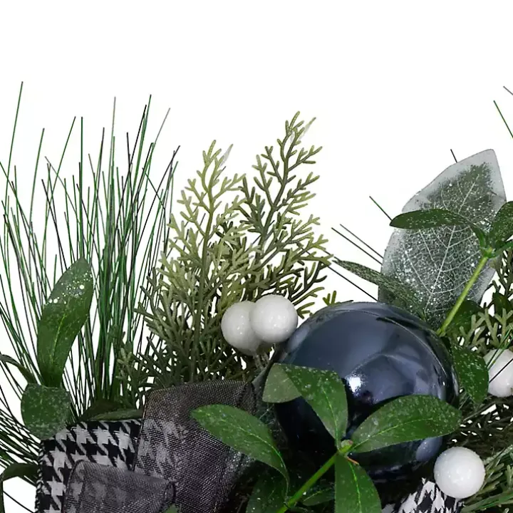 Blue and Gray Bow Wreath