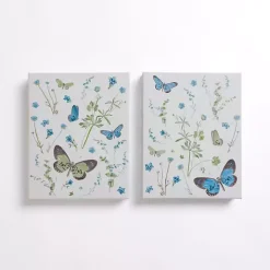 Blue and Green Butterflies Canvas Prints, Set of 2