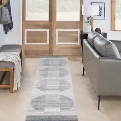 Blue and Ivory Linear Moons Runner, 2x12