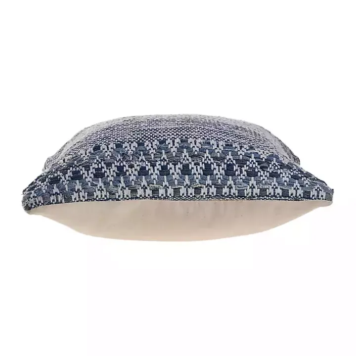 Blue and Ivory Textured Wavy Accent Pillow
