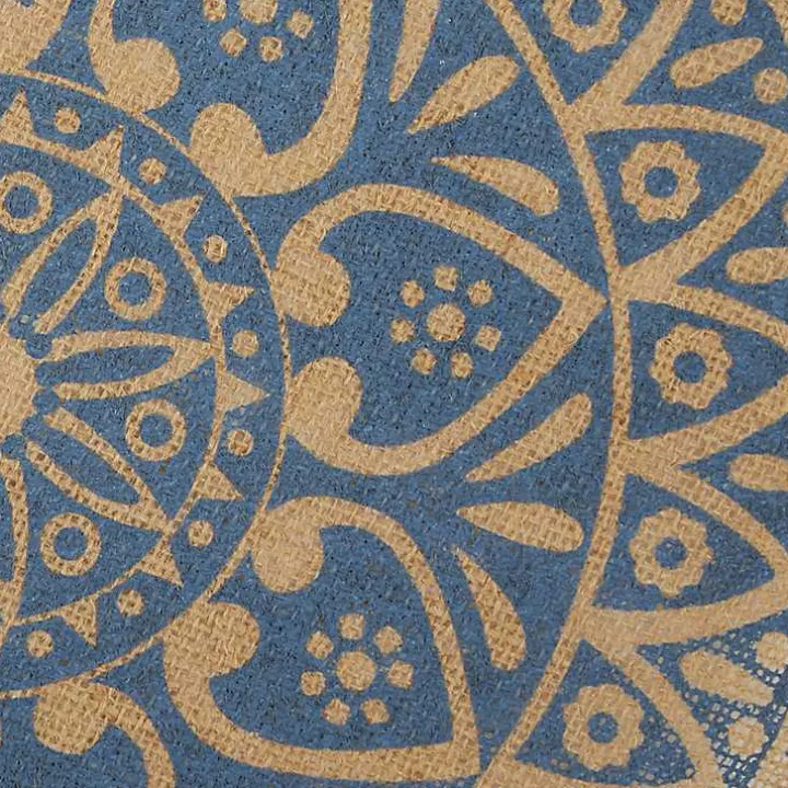 Blue and Natural Print Round Placemats, Set of 6