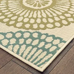 Blue and Orange Circles Outdoor Area Rug, 6x9
