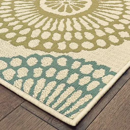 Blue and Orange Circles Outdoor Area Rug, 6x9