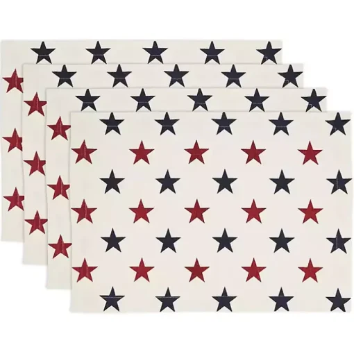 Blue and Red Americana Stars Placemats, Set of 4