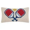 Blue and Red Pickleball Hooked Lumbar Pillow