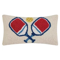 Blue and Red Pickleball Hooked Lumbar Pillow