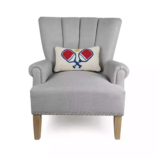 Blue and Red Pickleball Hooked Lumbar Pillow