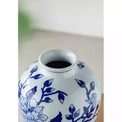 Blue and White Floral Curved Porcelain Vase