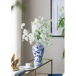 Blue and White Floral Curved Porcelain Vase