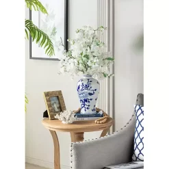 Blue and White Floral Curved Porcelain Vase