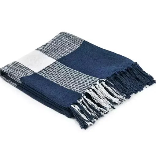 Blue and White Plaid Organic Cotton Throw