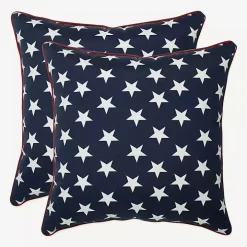 Blue and White Stars Outdoor Pillows, Set of 2