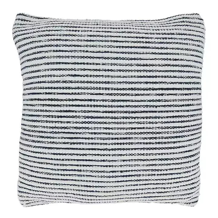 Blue and White Woven Stripes Pillow