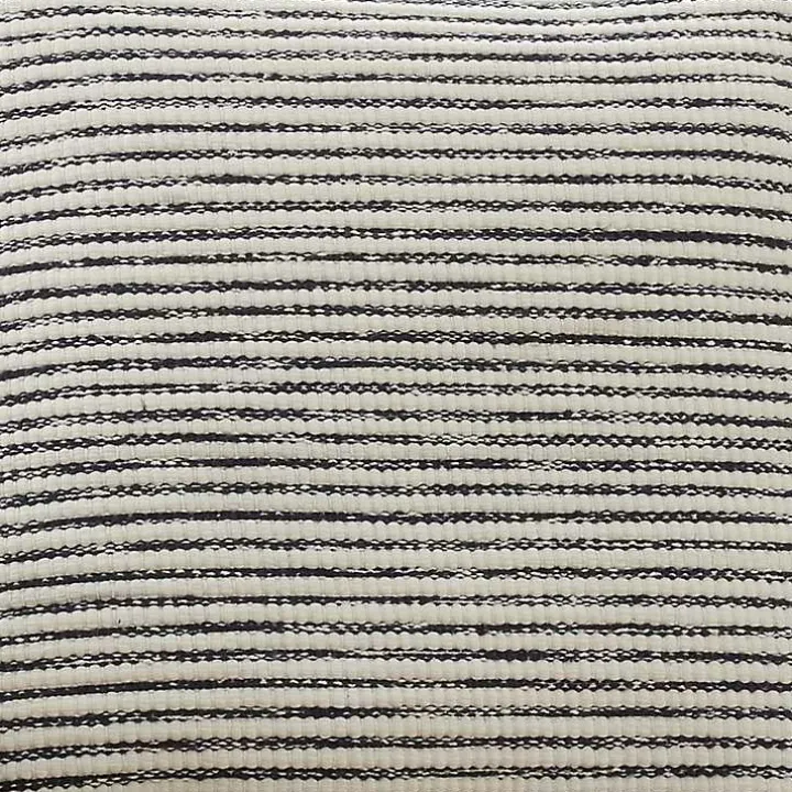 Blue and White Woven Stripes Pillow