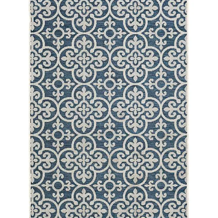 Blue Auckland Tile Outdoor Area Rug, 7x9