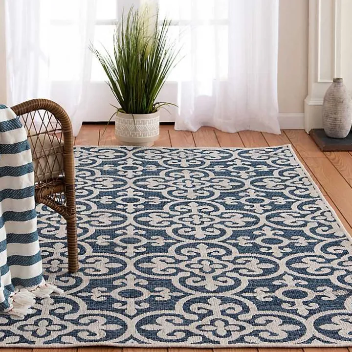 Blue Auckland Tile Outdoor Area Rug, 7x9