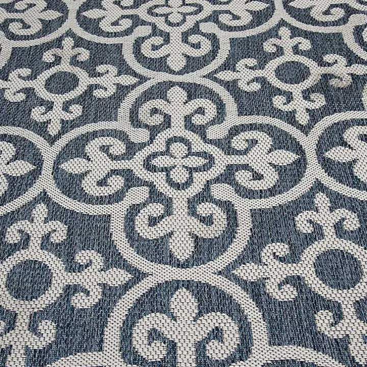 Blue Auckland Tile Outdoor Area Rug, 7x9