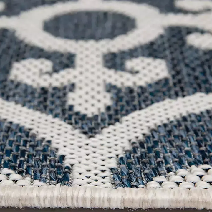 Blue Auckland Tile Outdoor Area Rug, 7x9