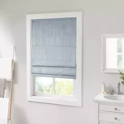 Blue Basketweave Cordless Roman Shade, 27 in.
