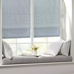 Blue Basketweave Cordless Roman Shade, 27 in.