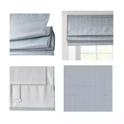 Blue Basketweave Cordless Roman Shade, 27 in.