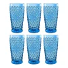 Blue Beaded Acrylic Tumbler Glasses, Set of 6