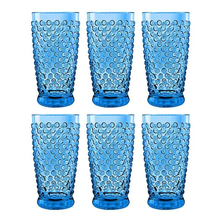Blue Beaded Acrylic Tumbler Glasses, Set of 6