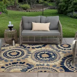 Blue Bliss Bay Outdoor Area Rug, 7x10