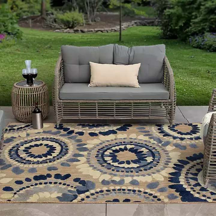 Blue Bliss Bay Outdoor Area Rug, 7x10