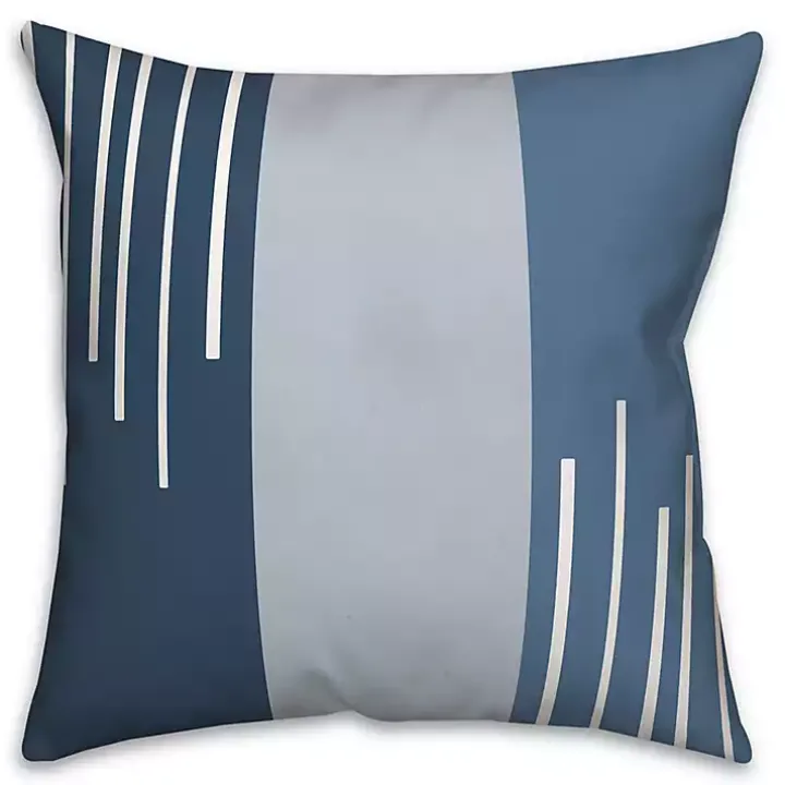 Blue Blocks and Stripes Outdoor Throw Pillow