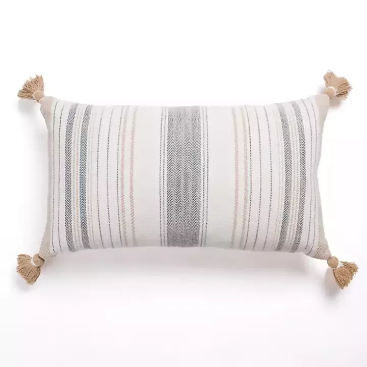 Blue Breezy Stripes Lumbar Pillow