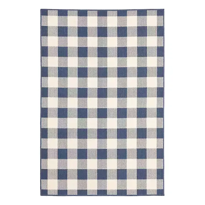 Blue Buffalo Check Outdoor Area Rug, 3x5