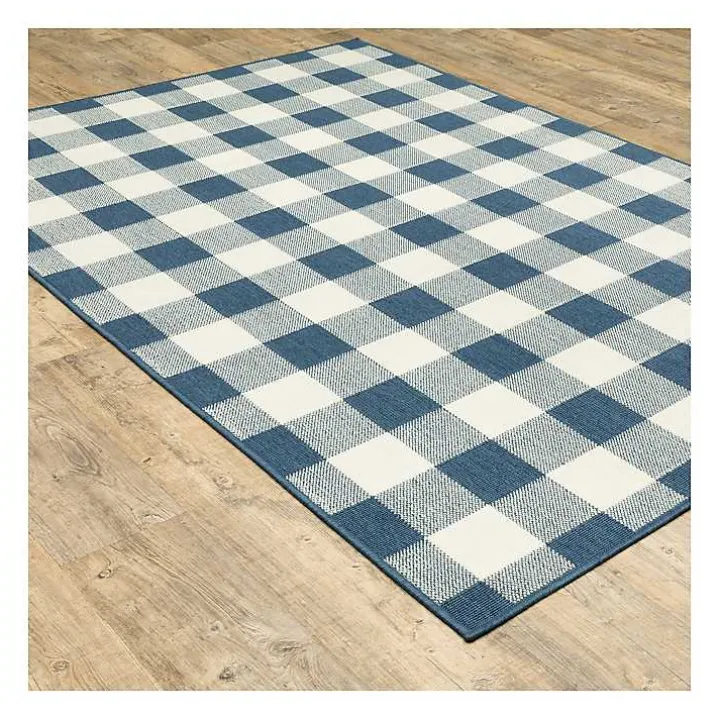 Blue Buffalo Check Outdoor Accent Rug, 2x3